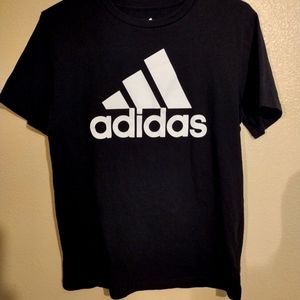 Boys Large 14/16 Adidas Black Logo Shirt Short Sleeve
